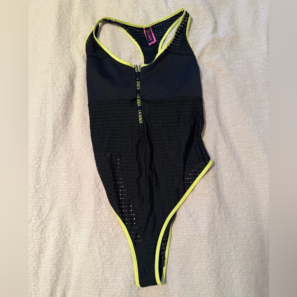 3/30$ La SENZA Black and Neon Yellow Swimsuit